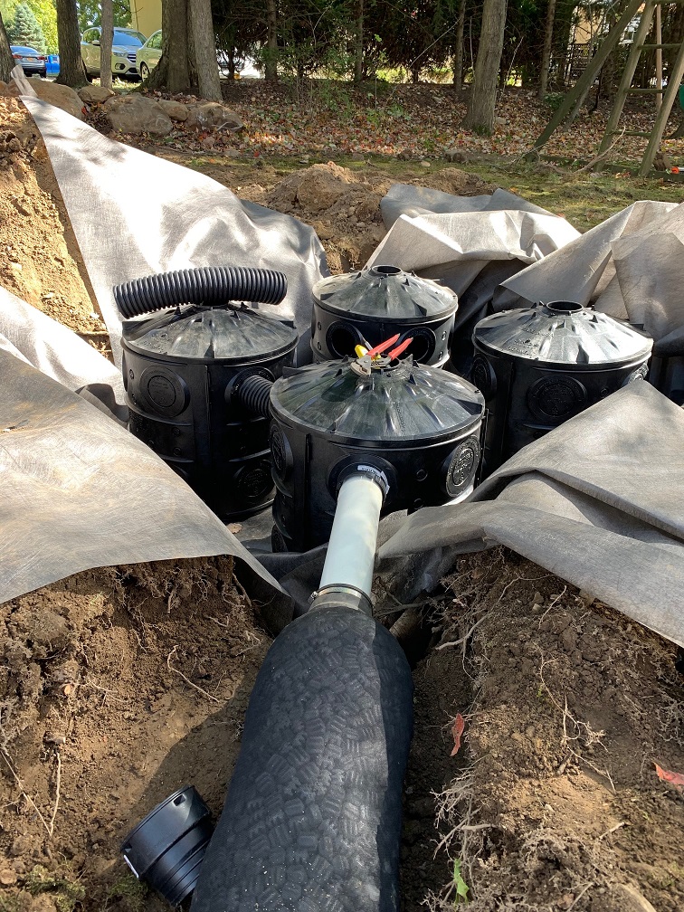 drainage system installation at a customer's property